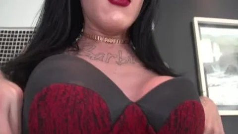 Nataly Strokes Her large cock Until she shoots A large Load