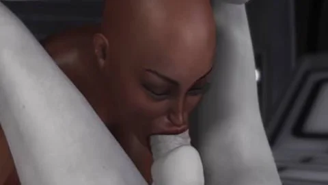 3d Alien Dickgirl bonks A lovely black serf In Space Station