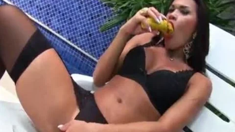Sensual sheboy Erika Lee Masturbates With A Banana And Sticks A fake penis Up Her wazoo