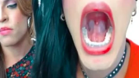 excellent lengthy Tongue shemale giving a kiss oral stimulation