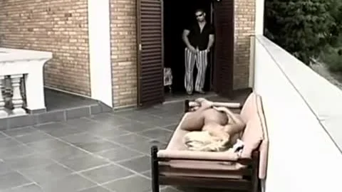 blond Brazilian shemale Paula Dior pounding outside