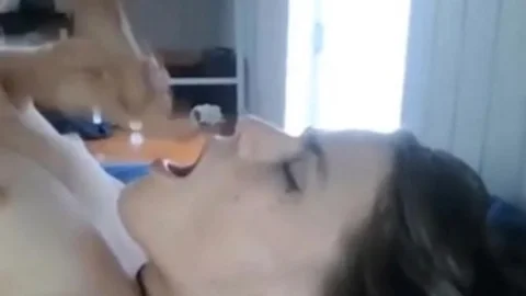 shemale non-professional Self sucking And Cumming On Her Face