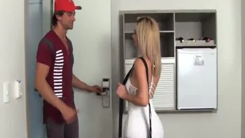Blond t-girl Nathalia De Castro Flip Flops With A concupiscent lad