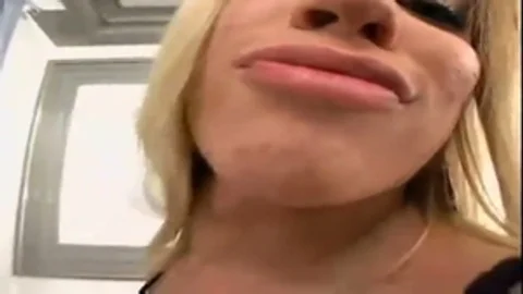 busty blonde sheboy receives throbbing black dong