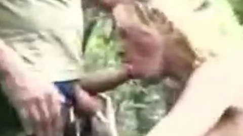 Soldiers hammer A shemale Outdoor