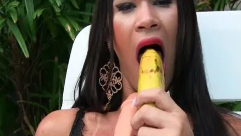 Sensual sheboy Erika Lee Masturbates With A Banana And Sticks A fake penis Up Her wazoo