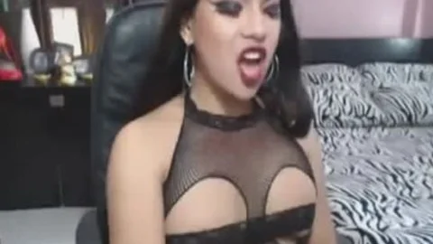 tranny Strokes 10-Pounder while Stimulating teats