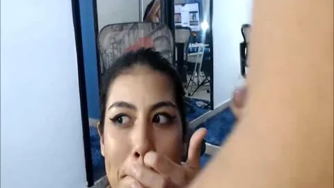 Slick chick gets Her Face Full Of ladyman ball cream