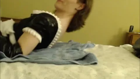 lusty ladyboy In French Maid Outfit Selfsucks Her Large penis For large O!