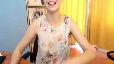 delightsome Short Hair legal age teenager ladyboy Teasing And Cumming On web camera