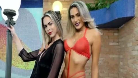 horny sheboys Barbara Perez And Bella Atrix engulf And booty bang Each Other