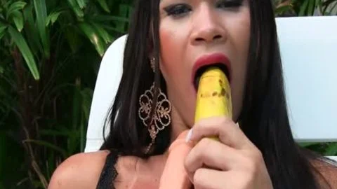 Sensual tranny Erika Lee Masturbates With A Banana And Sticks A sex-dildo Up Her pooper